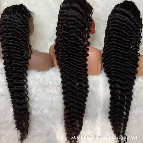 36 Inch Brazilian Virgin Hair 100 Percent Water Wave HD Lace Frontal Wig Peruvian Waterwave Wig Deep Curly Wave Human Hair Wig